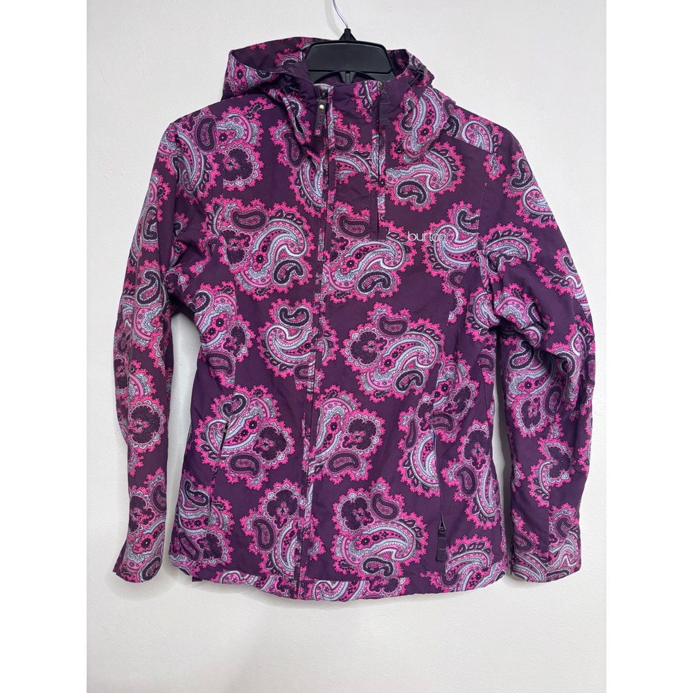 Burton Womens Purple Paisley Insulated Snowboard Jacket Hooded Small